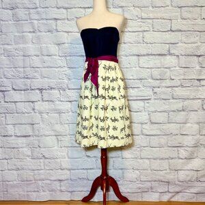 Anthropologie Postmark Conifer Herd Reindeer Print Knee-Length Dress